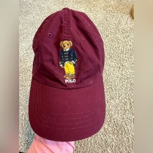 Polo Bear embroidered maroon baseball hat